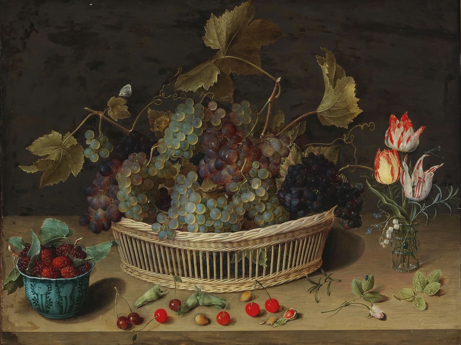 Stilleven met fruit en bloemen
