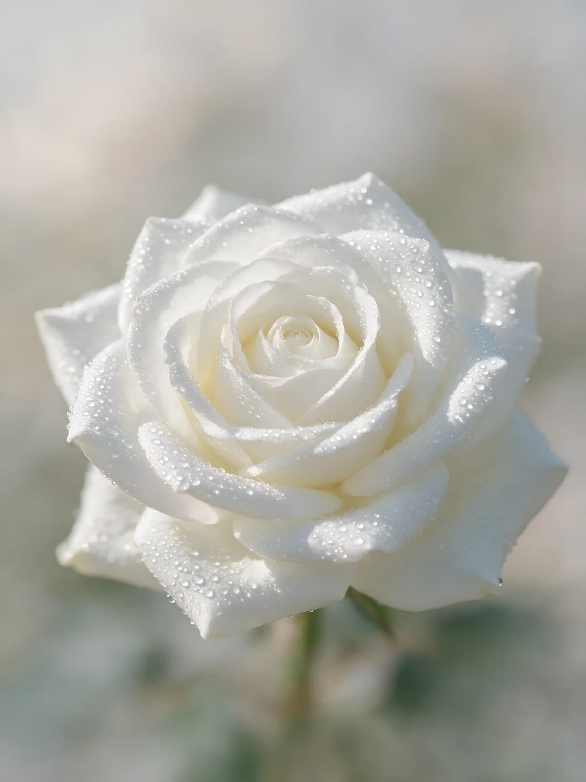 Witte roos met dauw van dichtbij