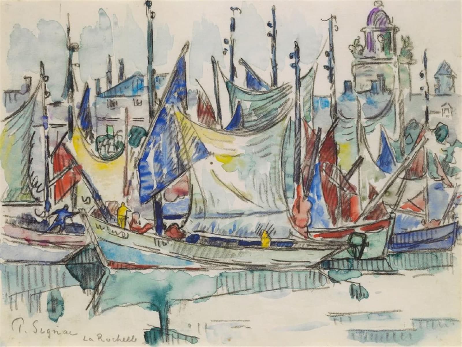 La Rochelle met dicht op elkaar liggende zeilschepen
