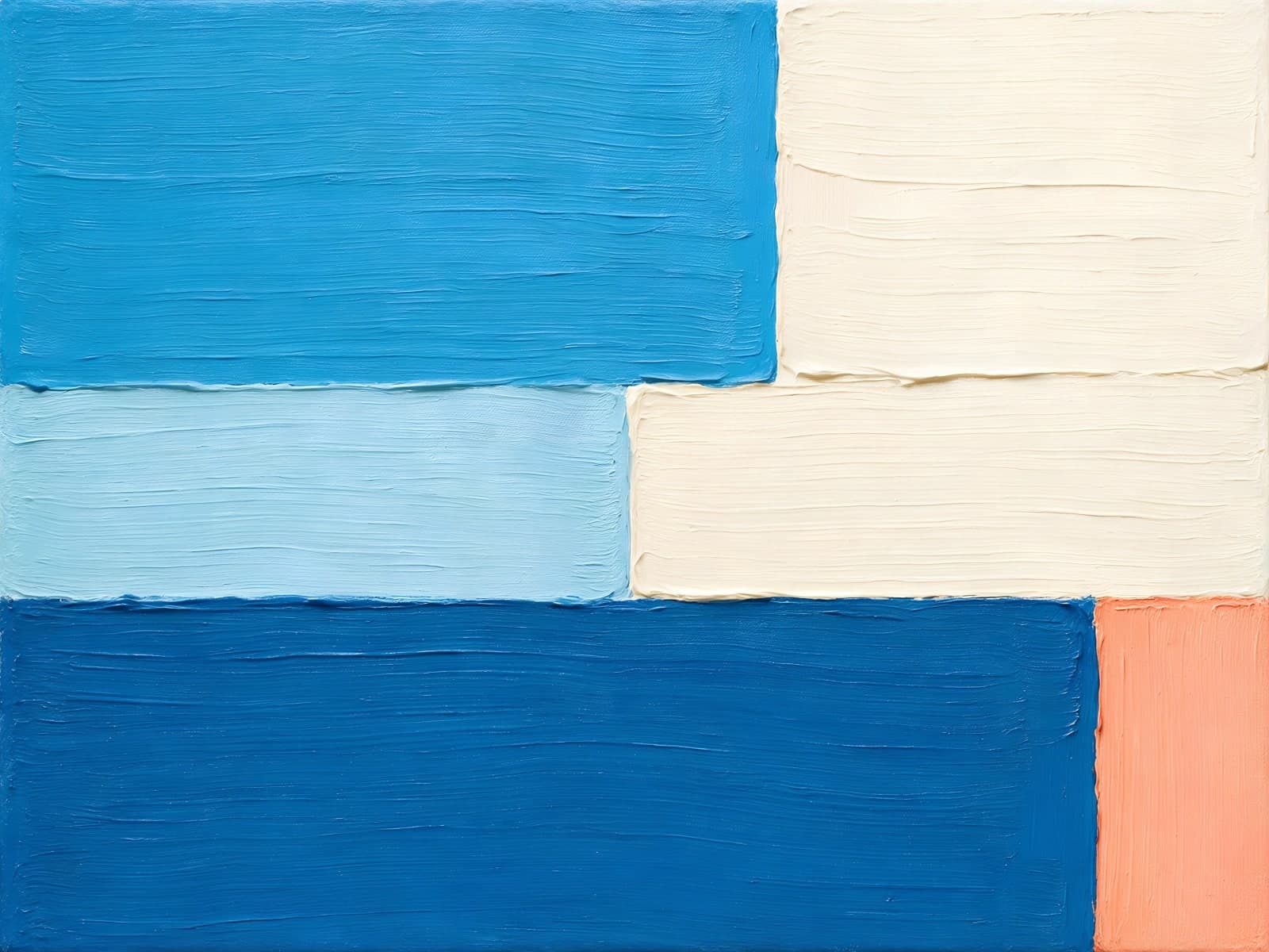 Blauwe en crèmekleurige vlakken met perzikhoek