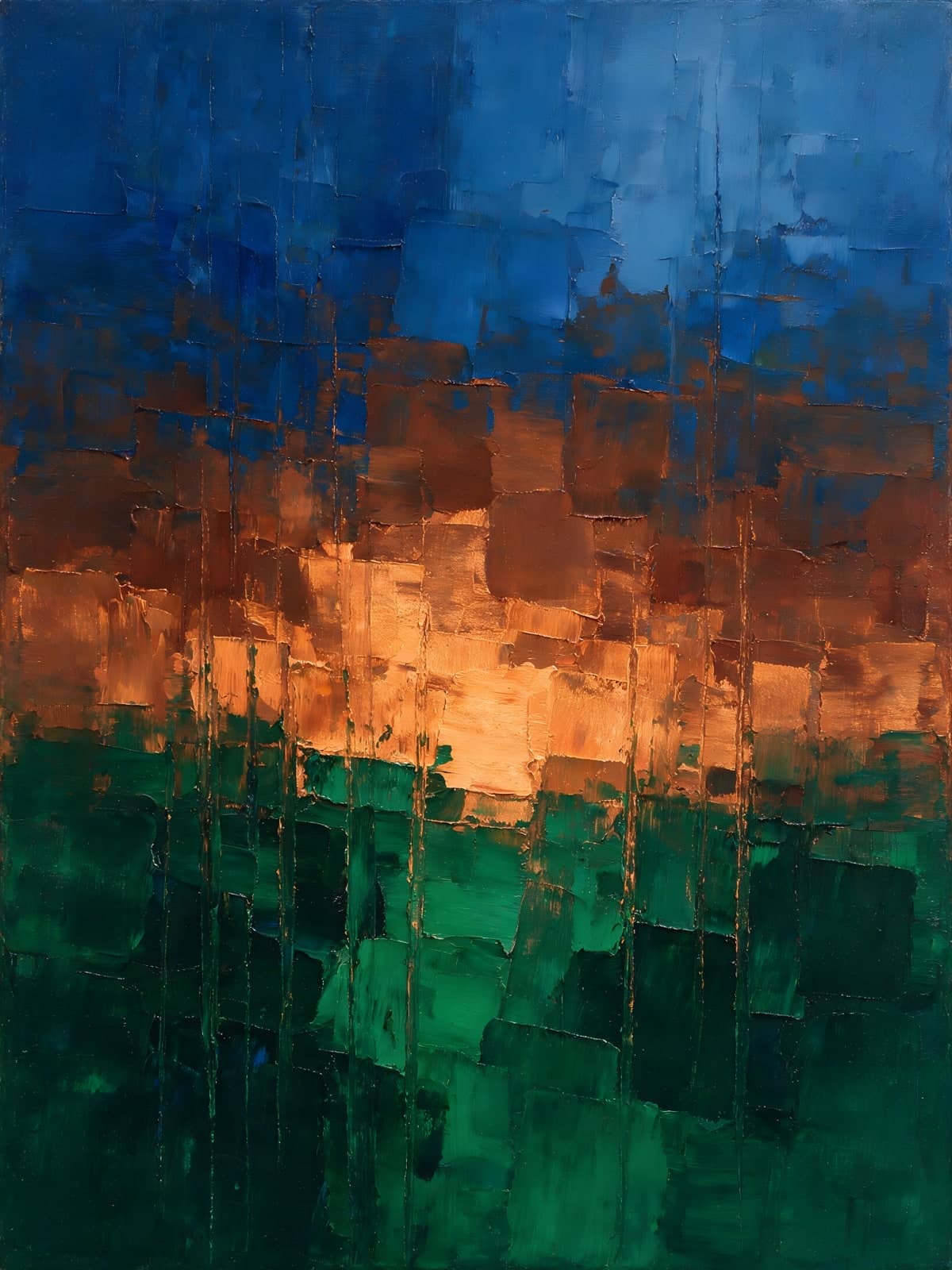 Oranje gloed tussen blauw en groen