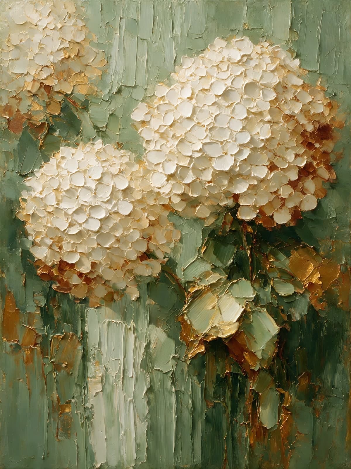 Witte hortensia's op groene achtergrond