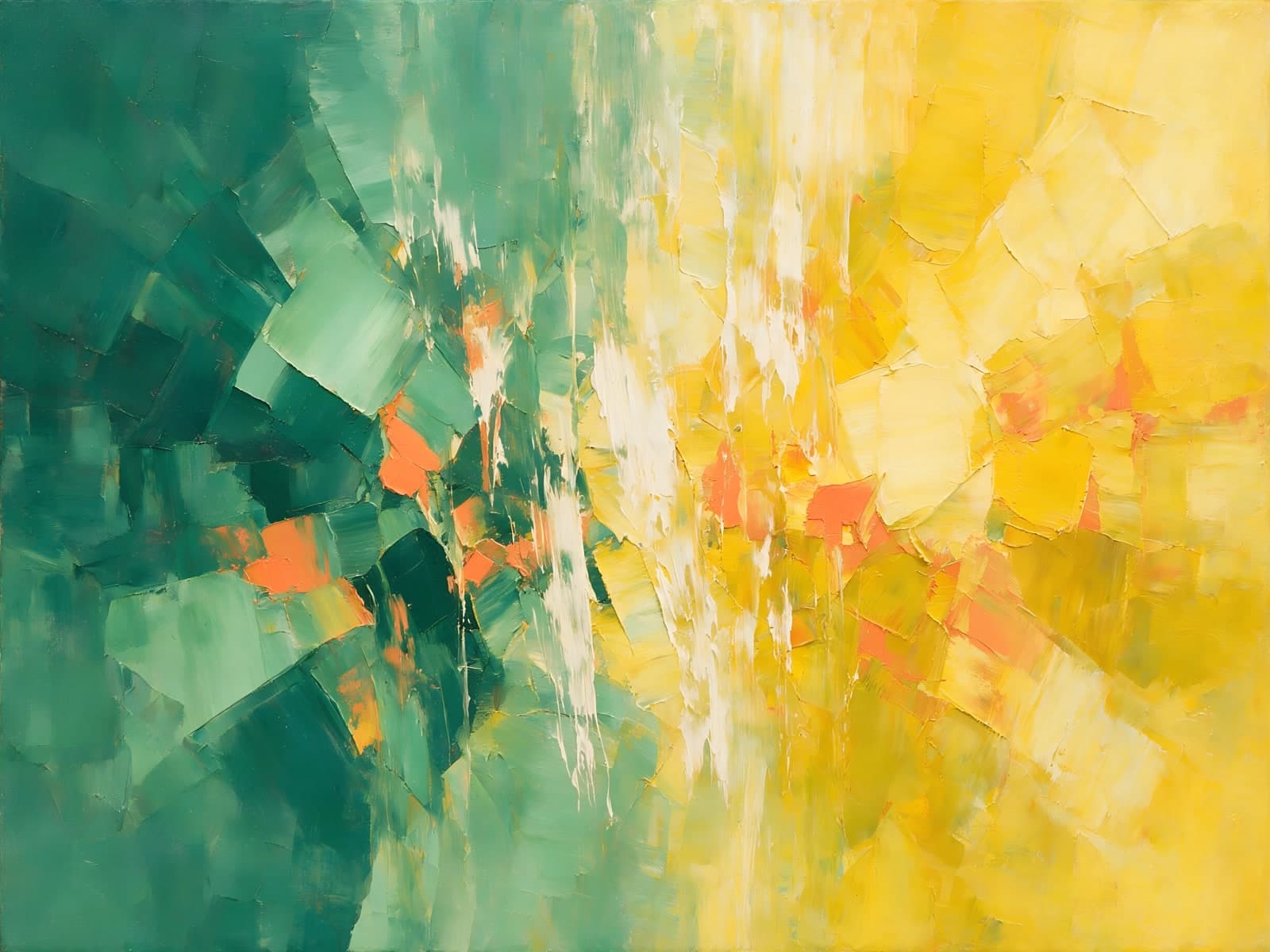 Abstract groen en geel met oranje accenten
