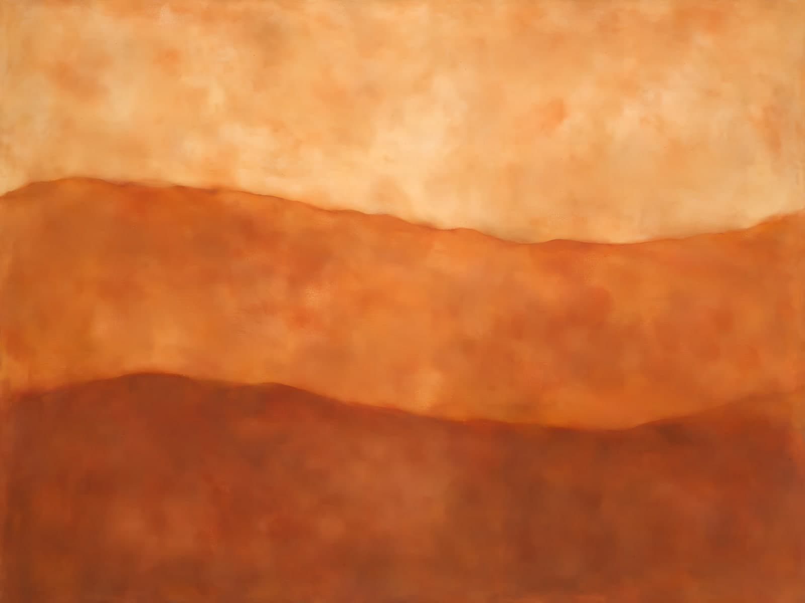 Terracotta heuvels onder oranje hemel