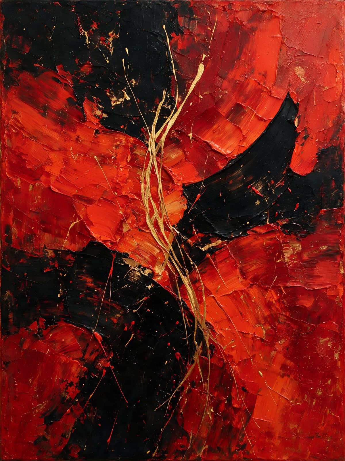 Rood en zwart met gouden draden