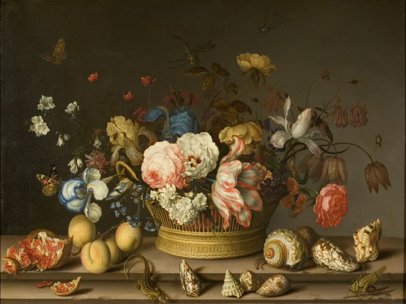 Bloemstilleven in een mand