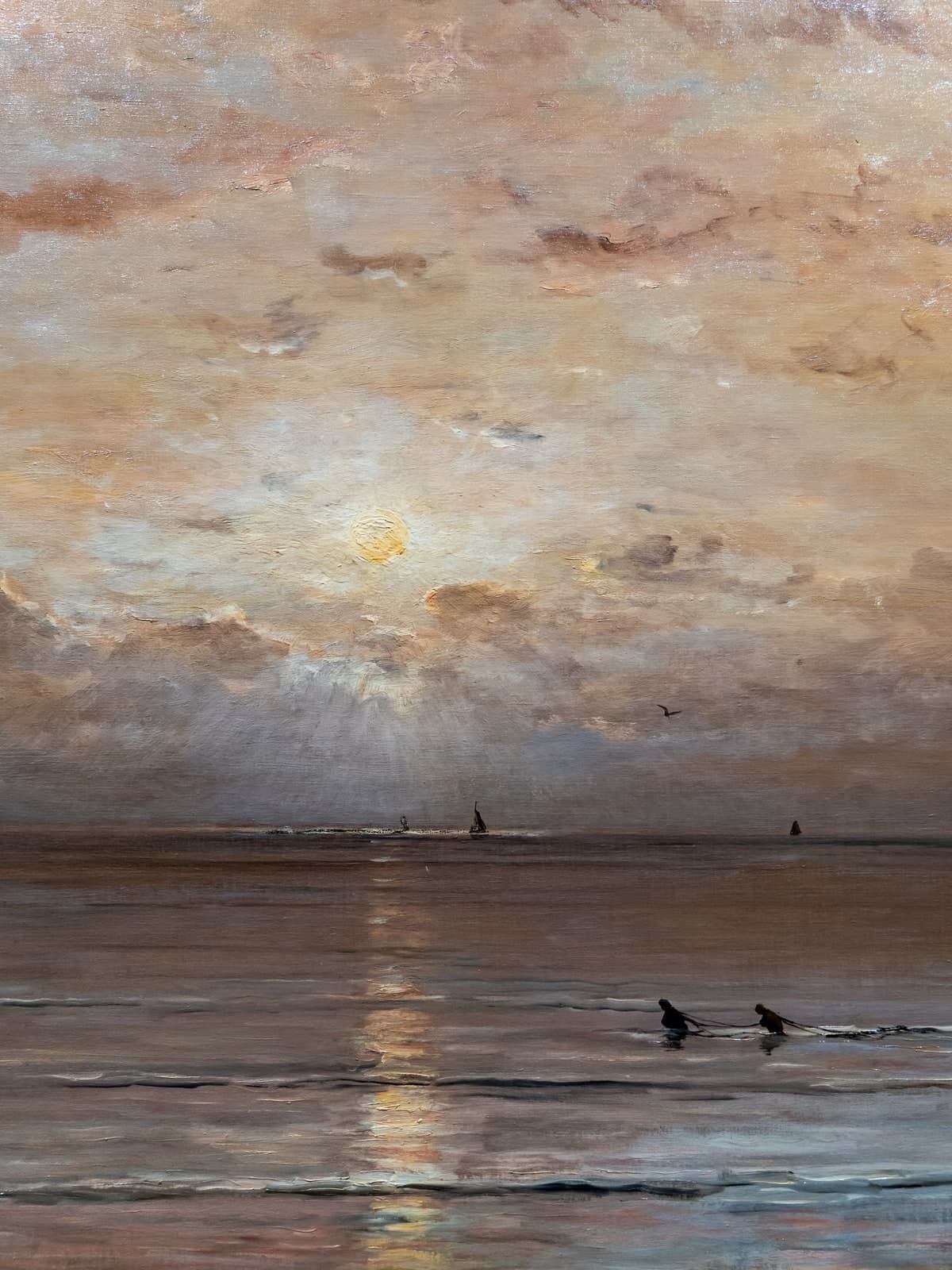 Zonsondergang met garnalenvissers