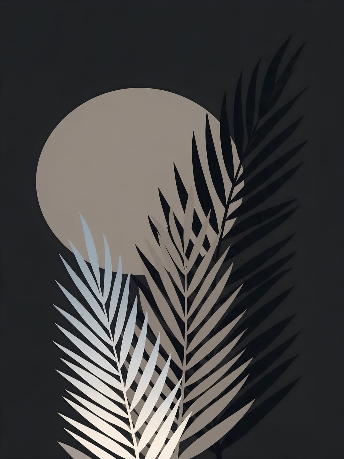 Palmbladeren voor een grijze maan