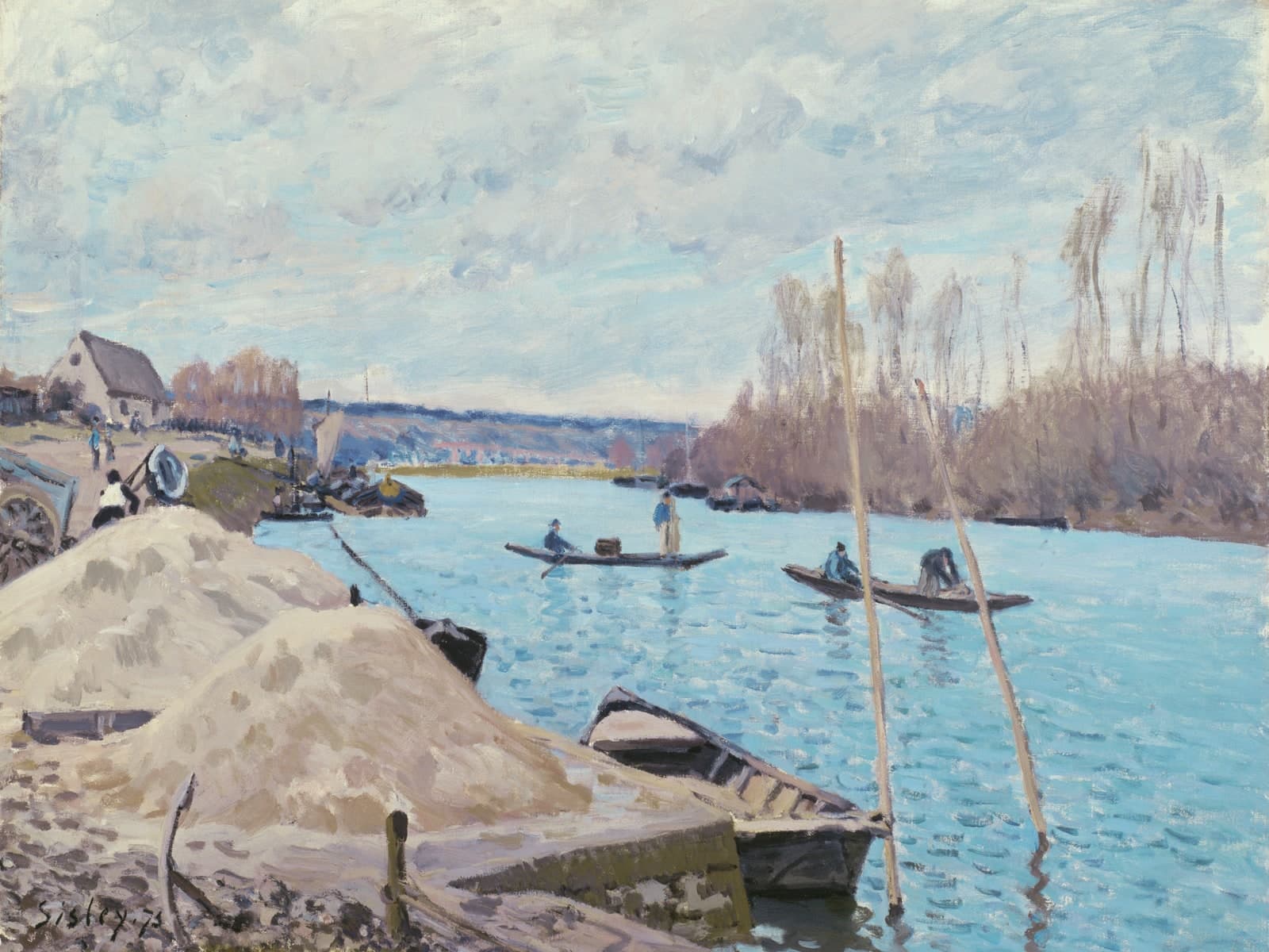 De Seine bij Port Marly, zandhopen
