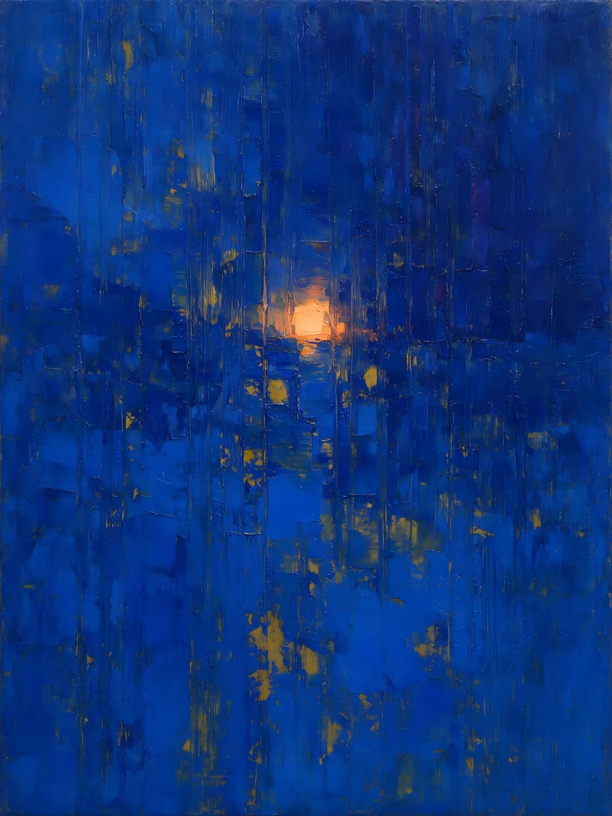 Diepblauw vlak met een oranje gloed