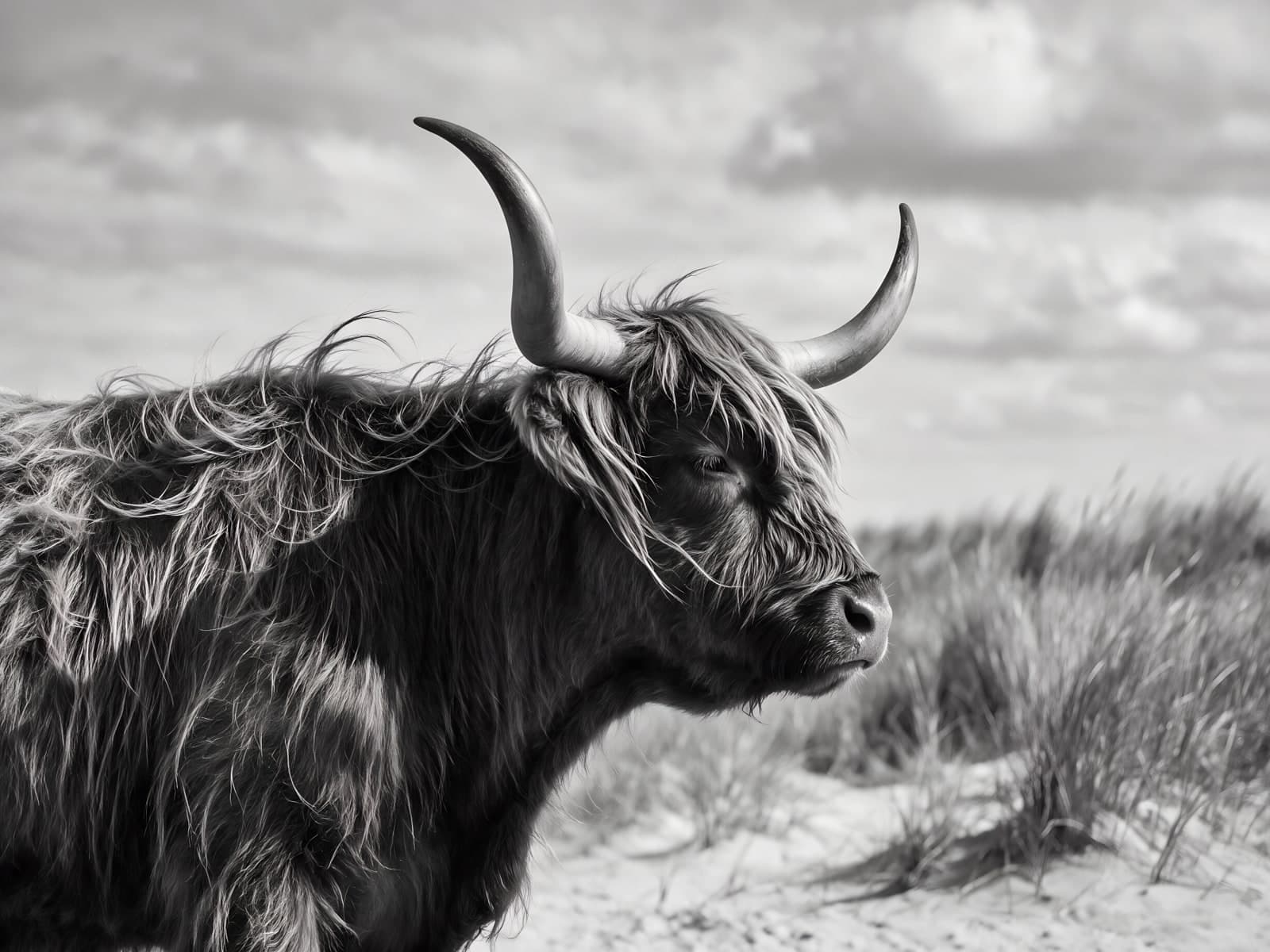Schotse hooglander in de duinen
