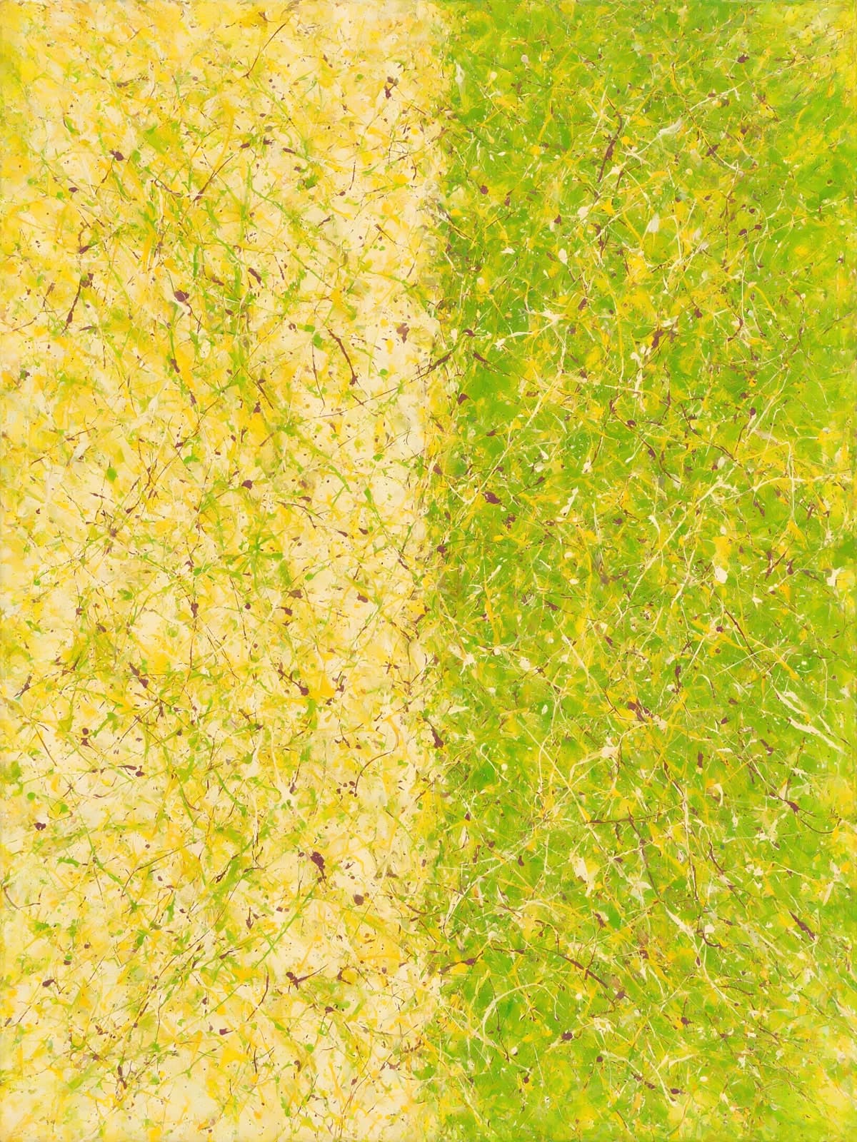 Gele en groene krabbels in twee vlakken