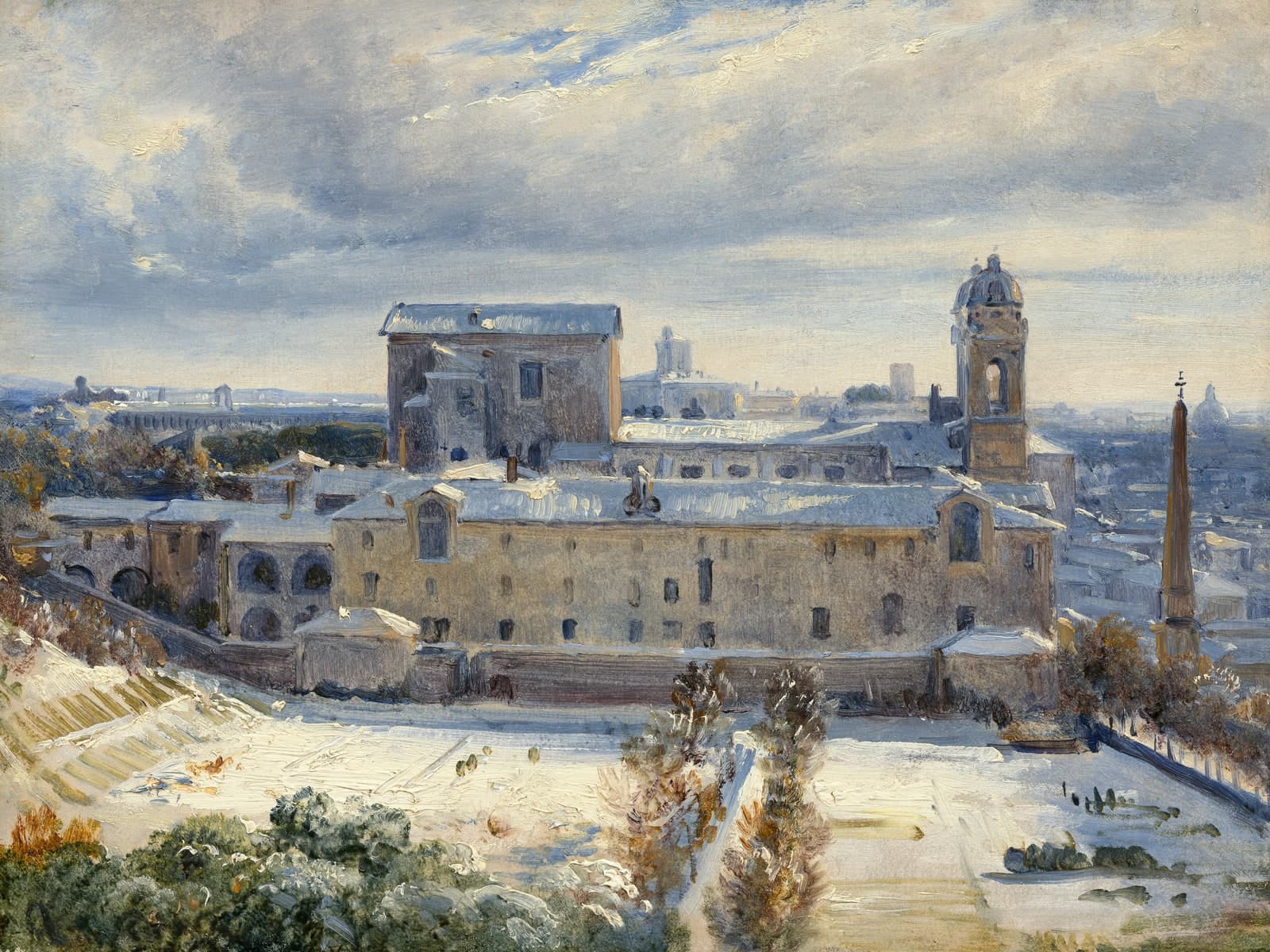 Santa Trinità dei Monti in de sneeuw
