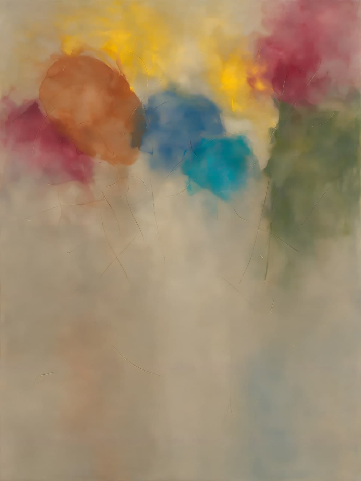 Zachte kleurvlekken in grijze mist