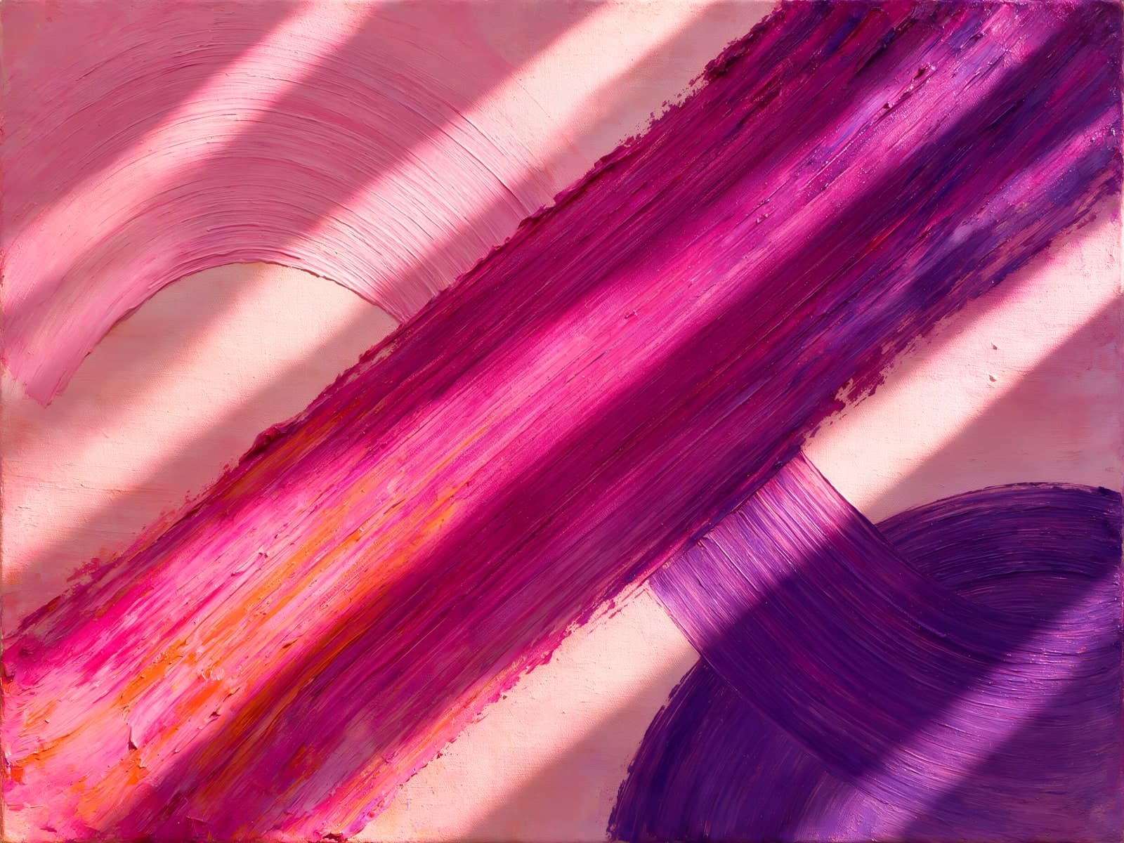 Diagonale roze streek met paarse cirkel