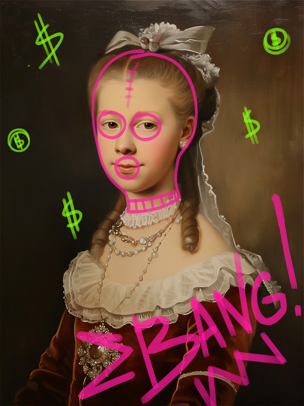 Meisje met strik en roze knal