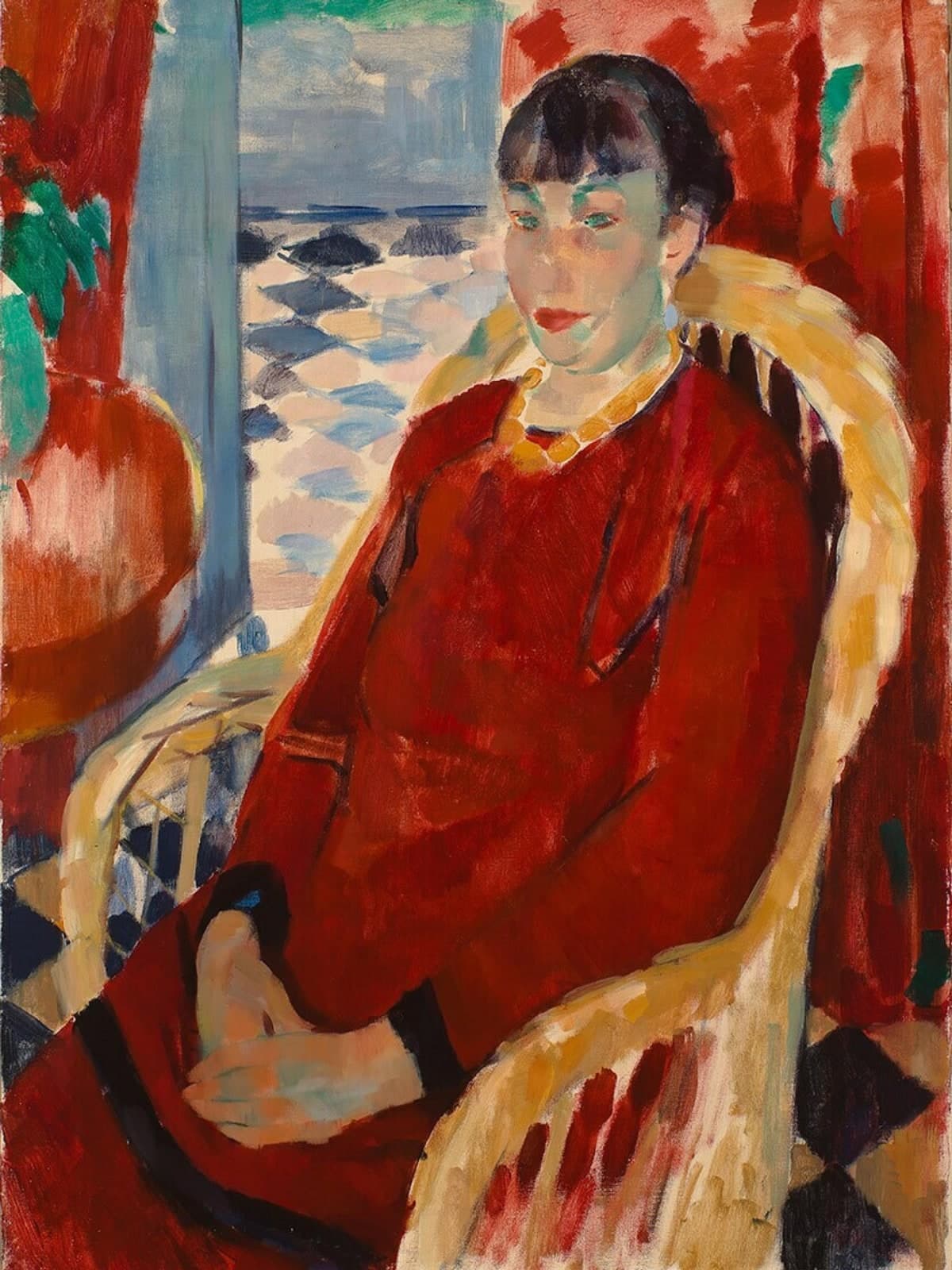 Dame in het rood