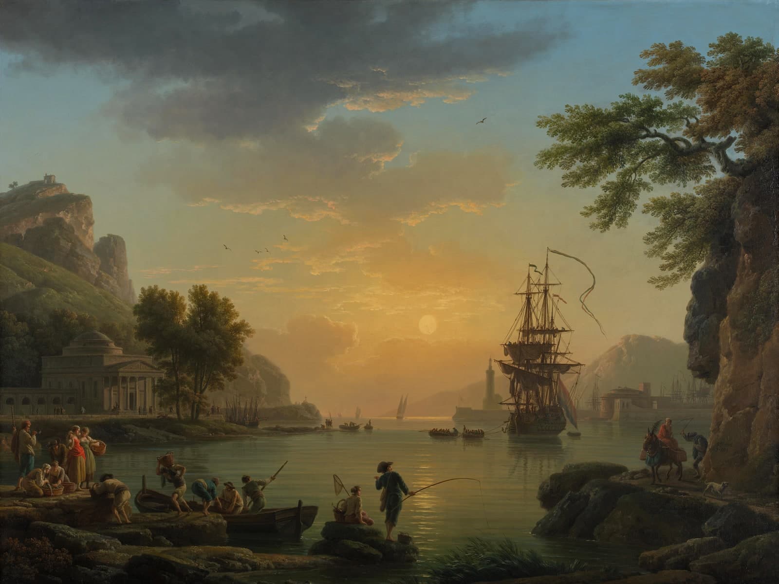 Een landschap bij zonsondergang