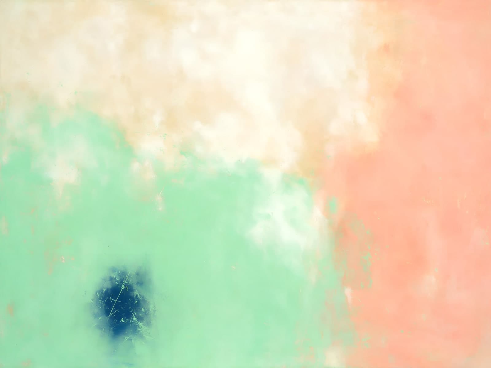 Mintgroene en roze vlakken met blauwe vlek