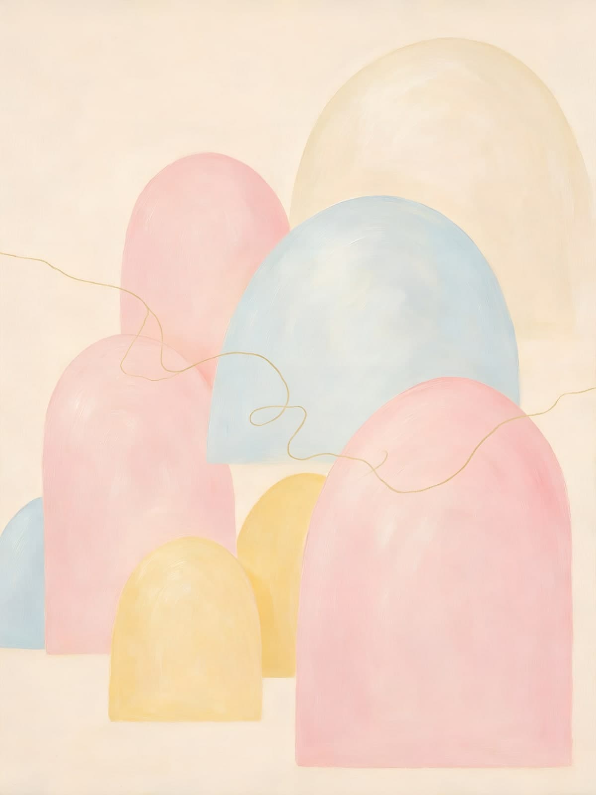 Pastelbogen in roze, blauw en geel