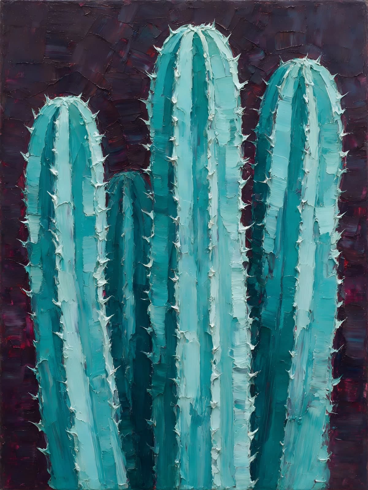 Turkooizen cactussen voor een paarse achtergrond