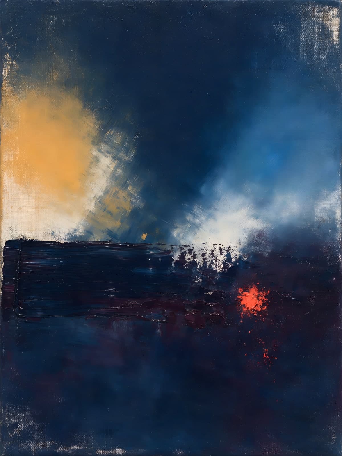 Donkerblauwe lucht met oranje zon