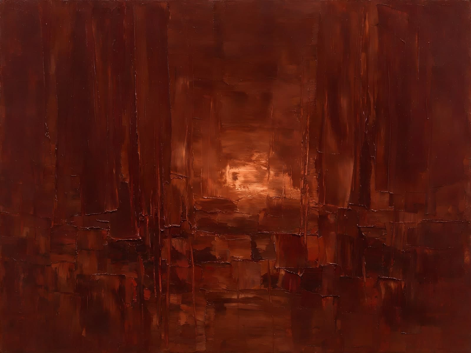 Roodbruine abstractie met gloeiend midden