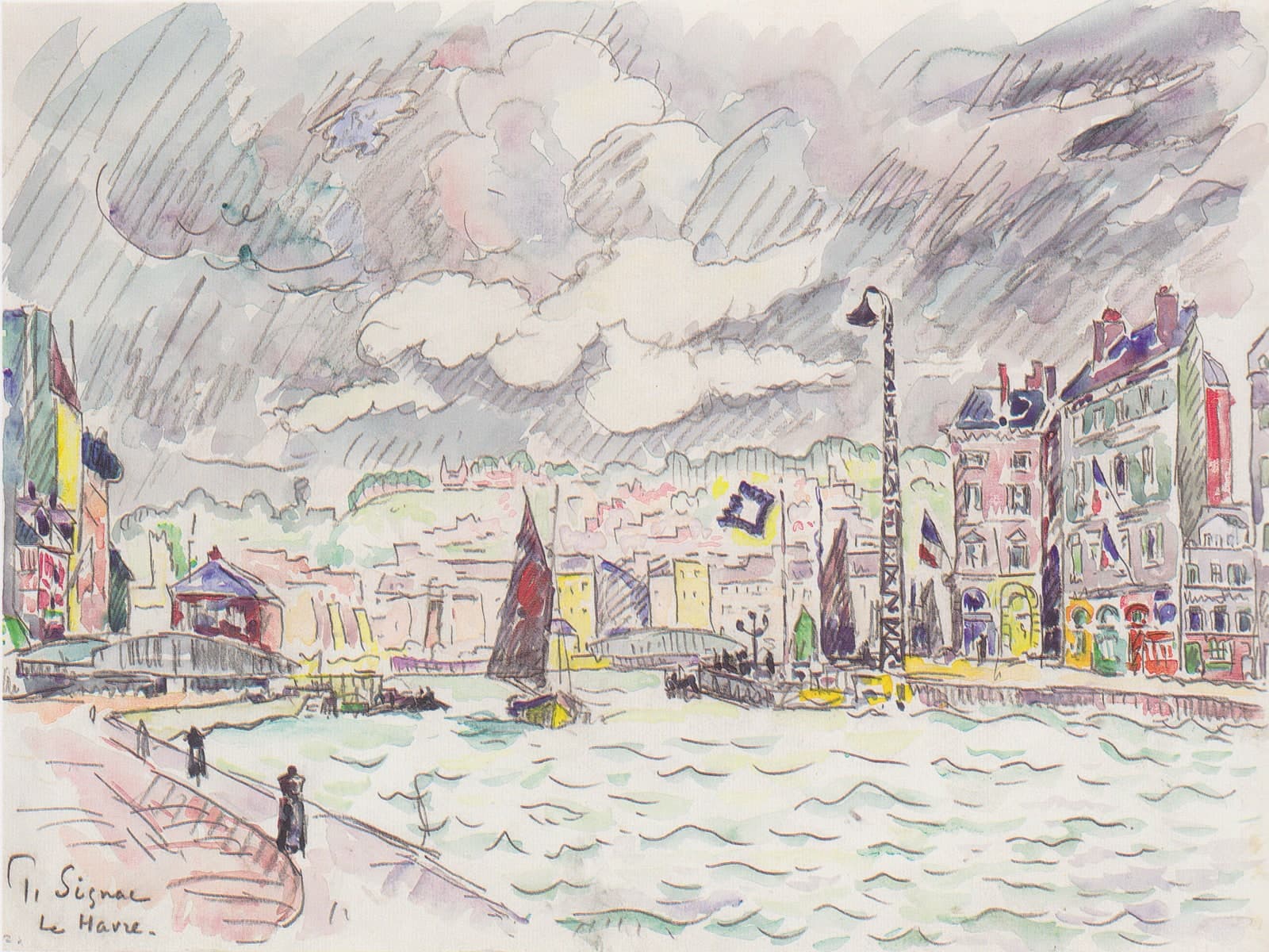 Le Havre met regenwolken