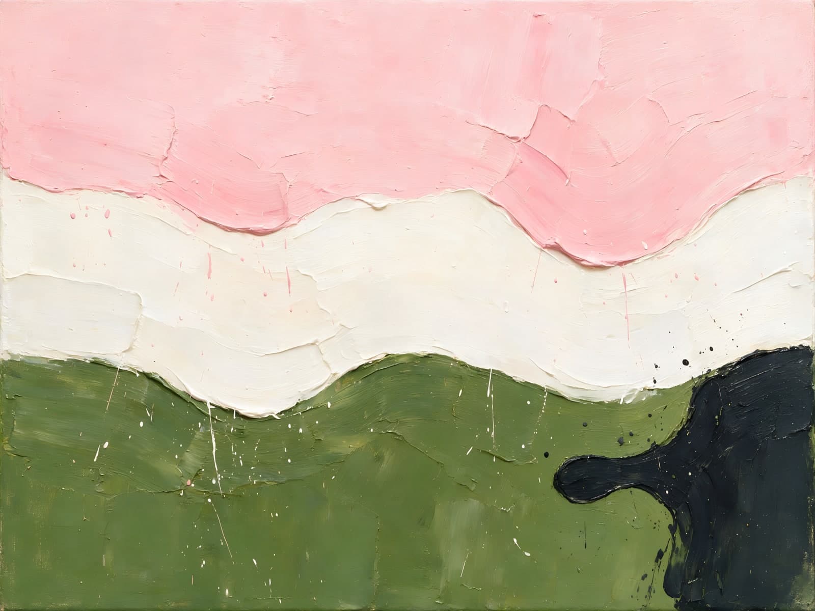 Roze en groene banen met zwarte vlek