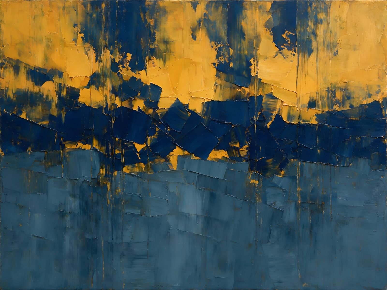 Gele en blauwe vlakken in lagen
