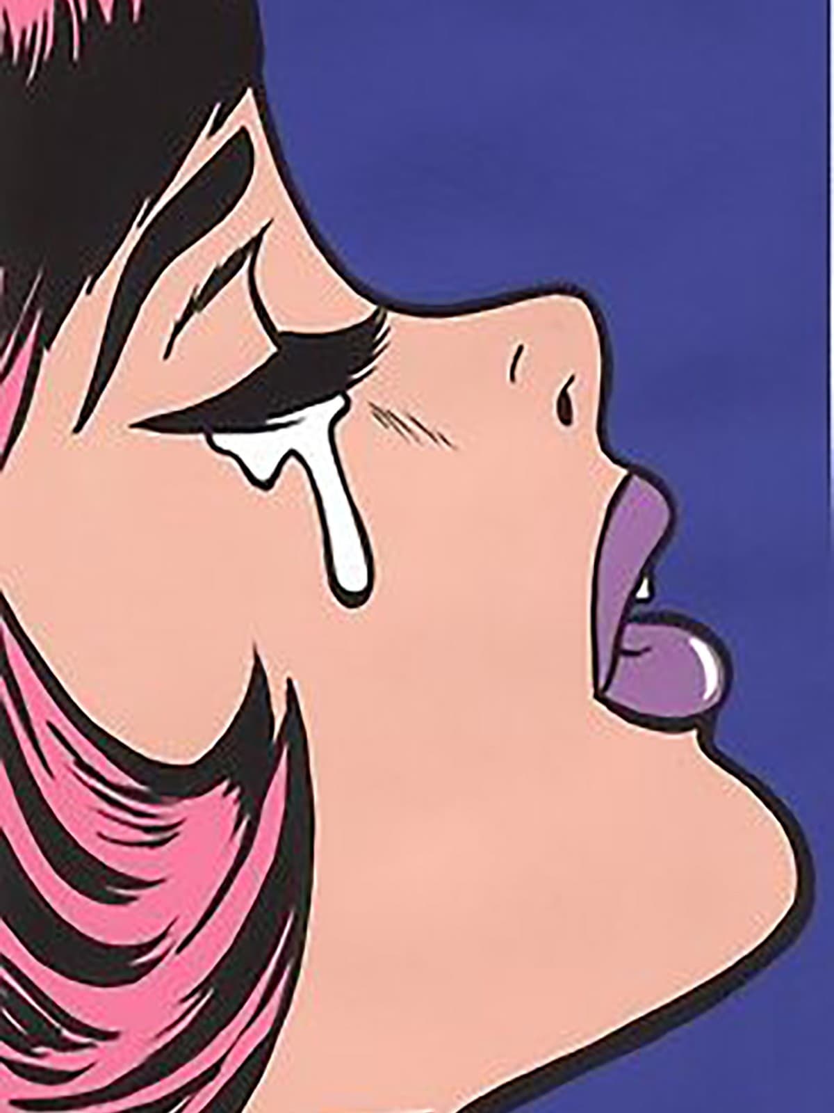 Vrouw in profiel met een grote traan