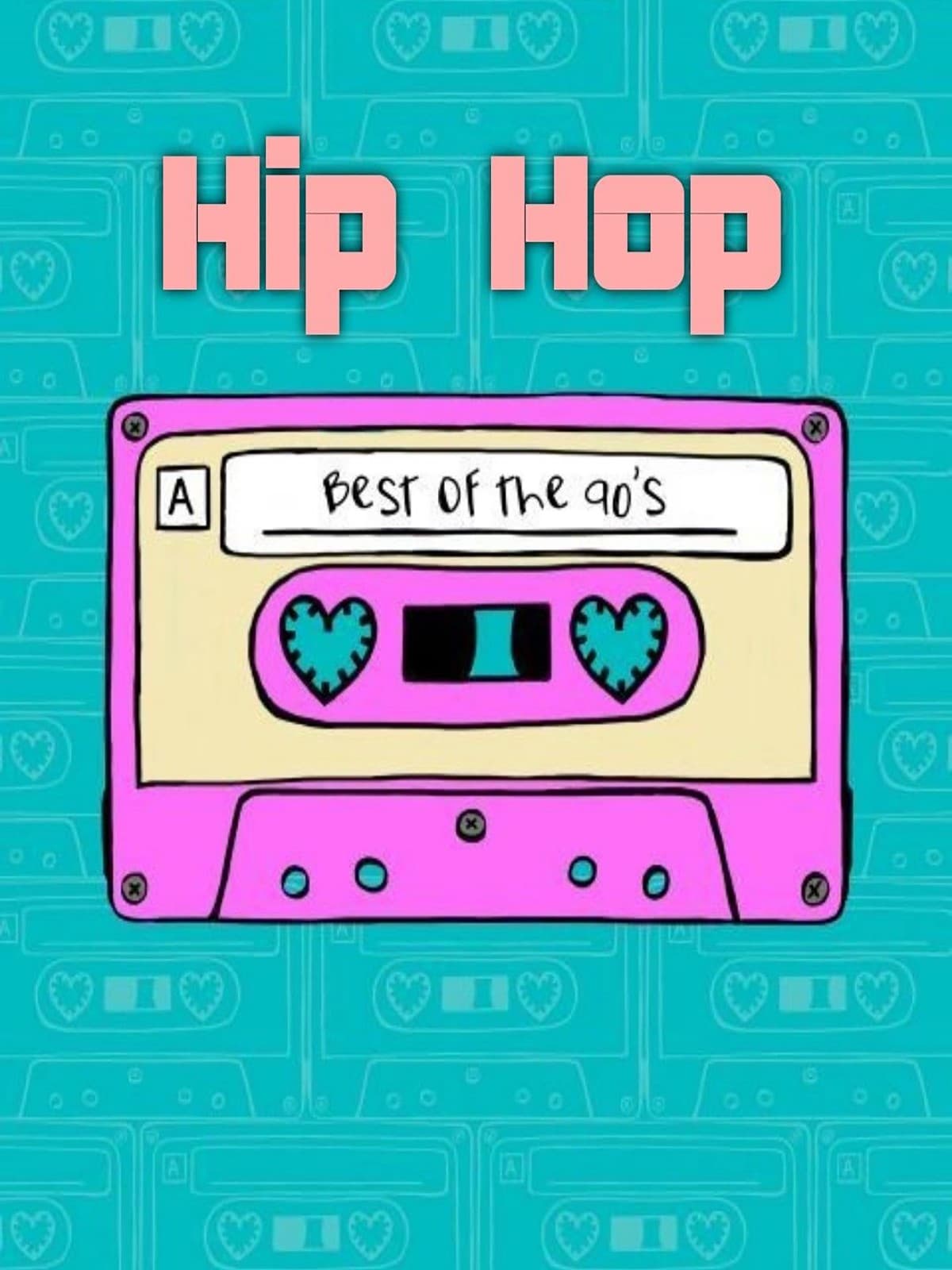 Roze cassettebandje op turquoise achtergrond