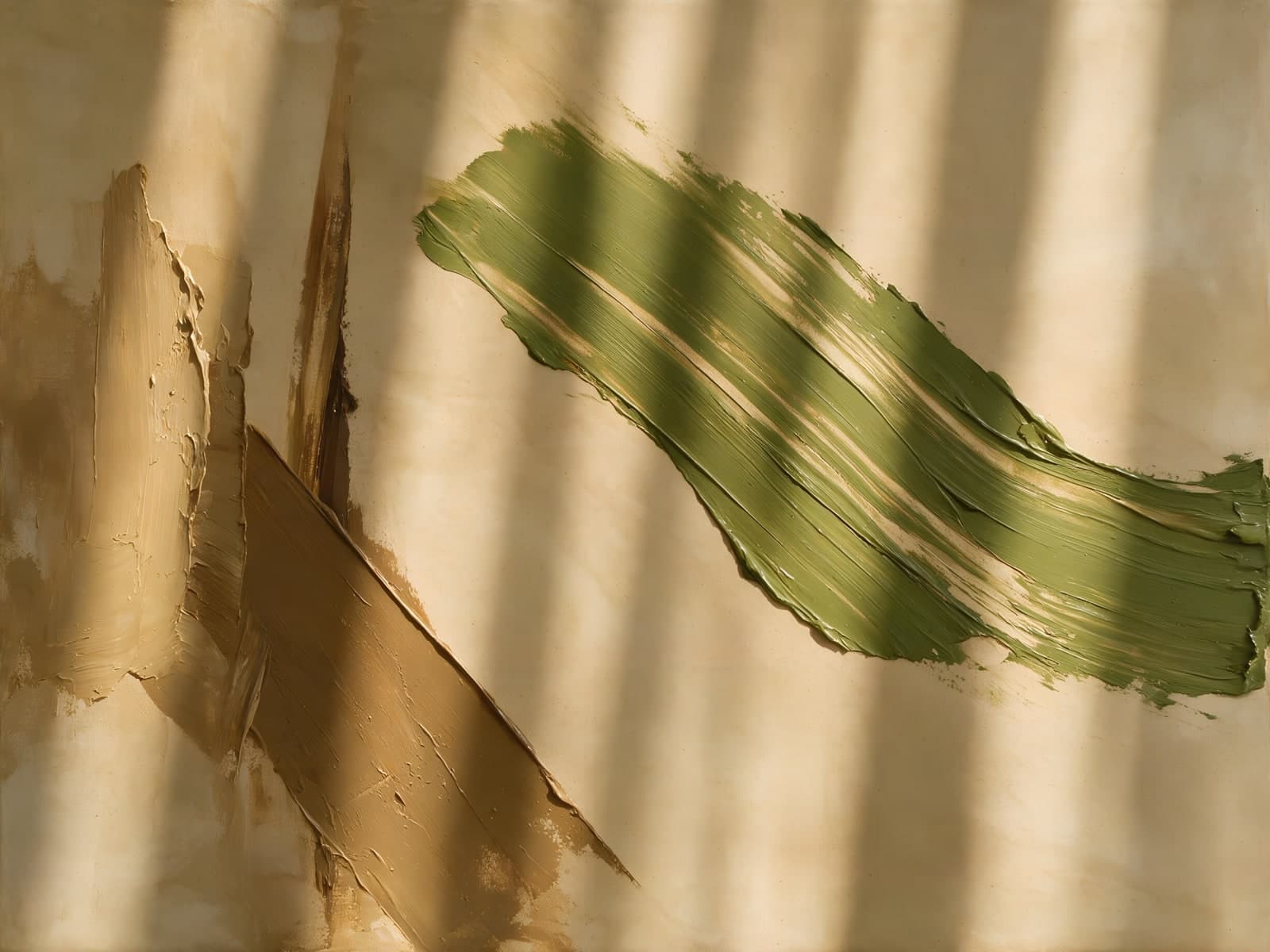 Groene verfstreek in schuin licht
