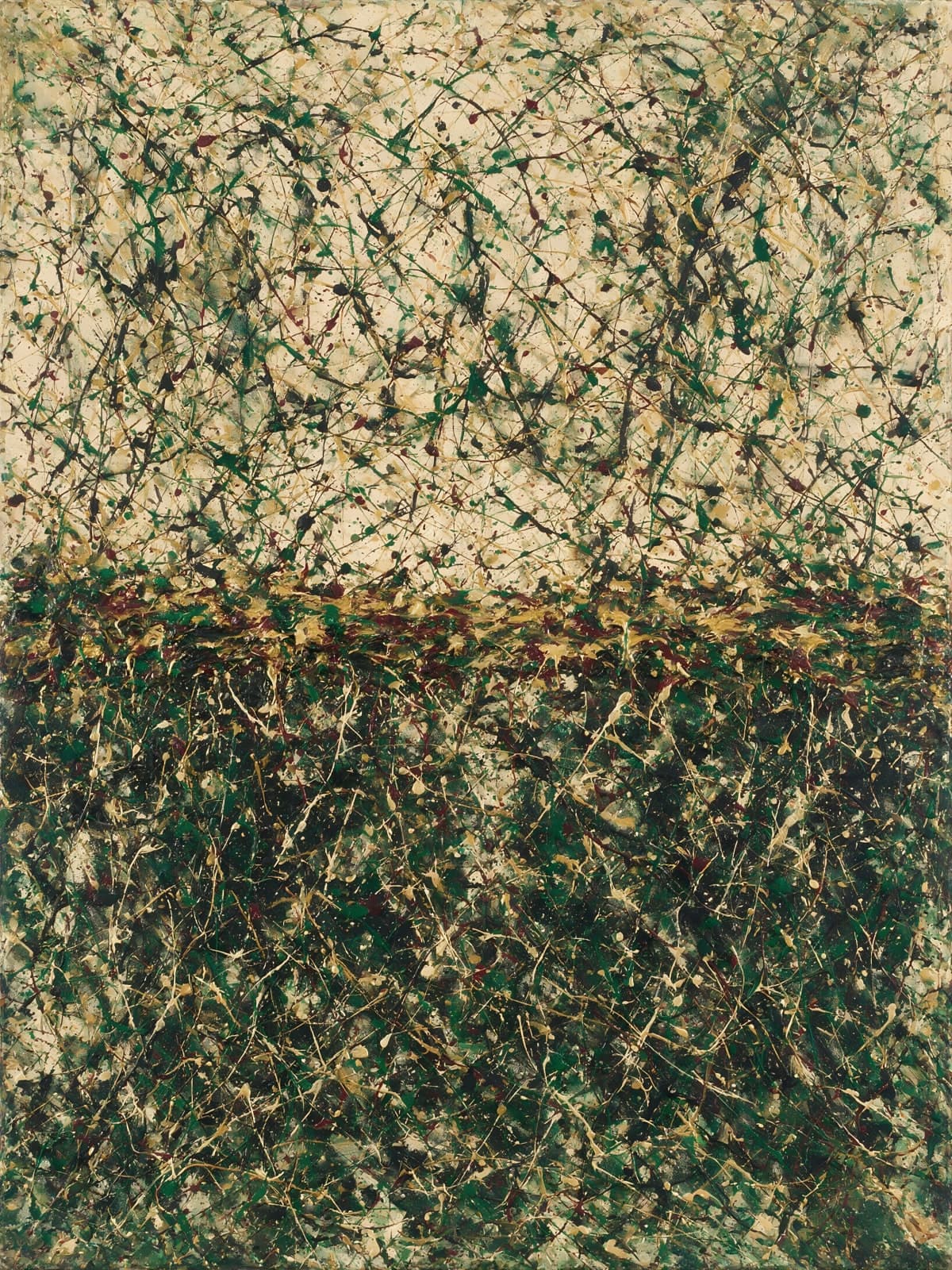 Fijne groene krassen op crèmekleurige grond
