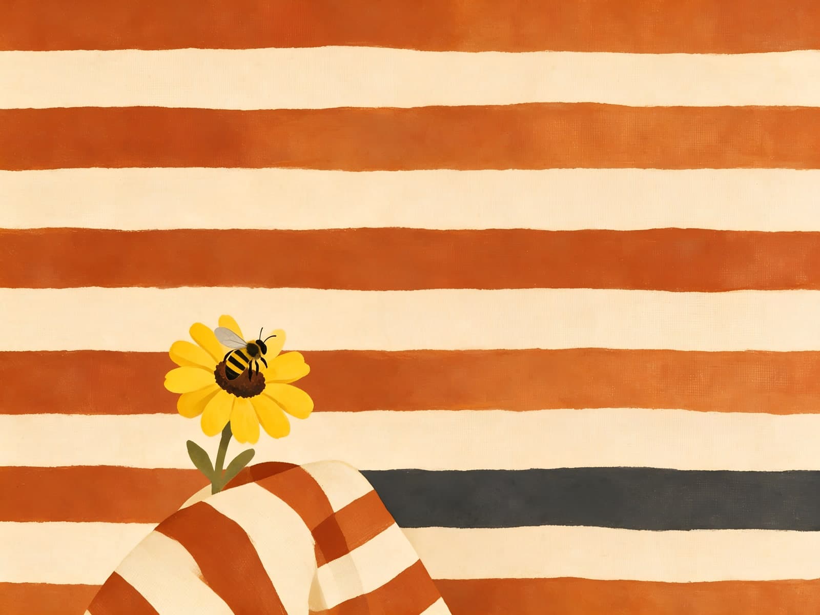 Gele bloem met bij voor oranje strepen