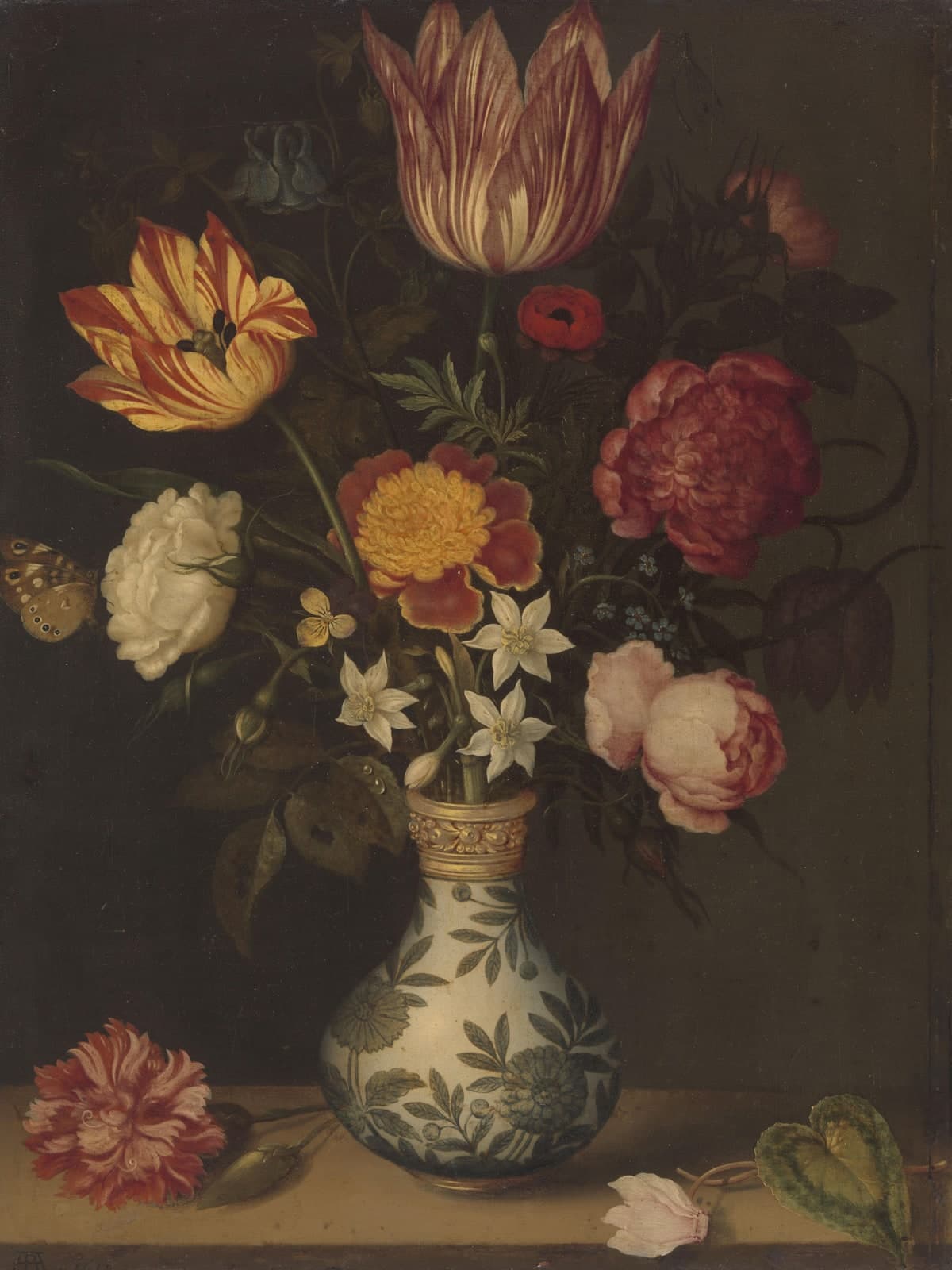 Stilleven met bloemen in een Wan Li vaas