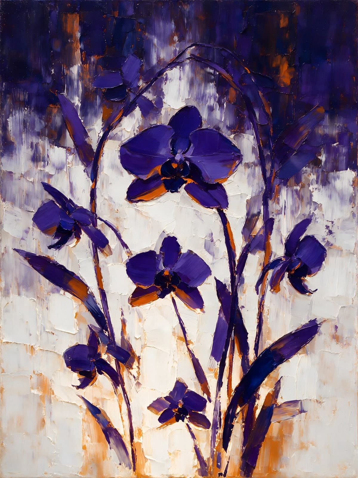 Paarse orchideeën op witte verflaag