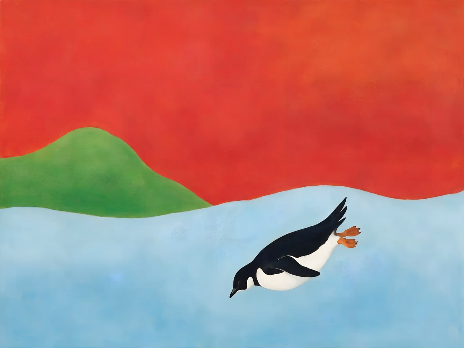 Pinguïn glijdt door lichtblauw water