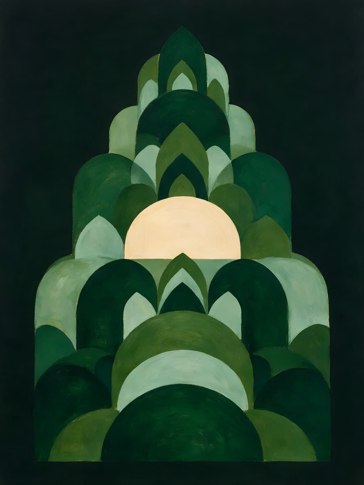 Groene bogen rond een lichte zon