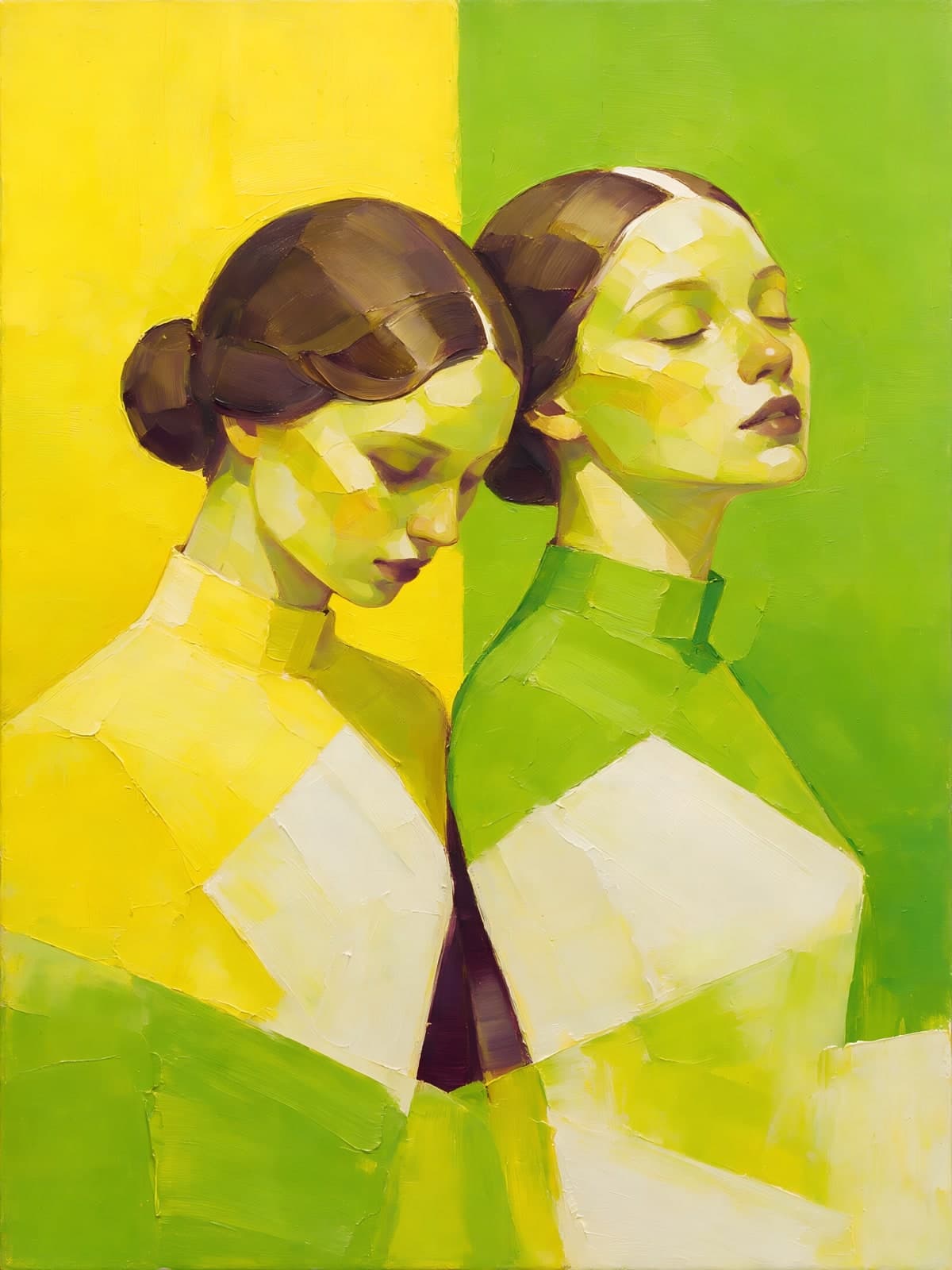 Twee vrouwen in geel en groen