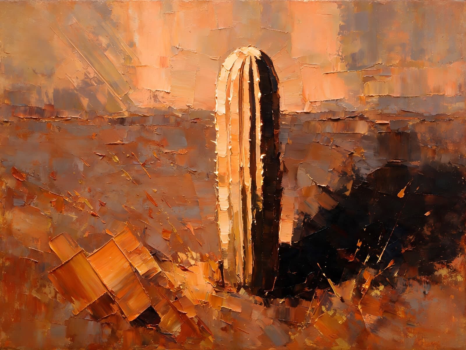 Cactus in oranje woestijnlicht