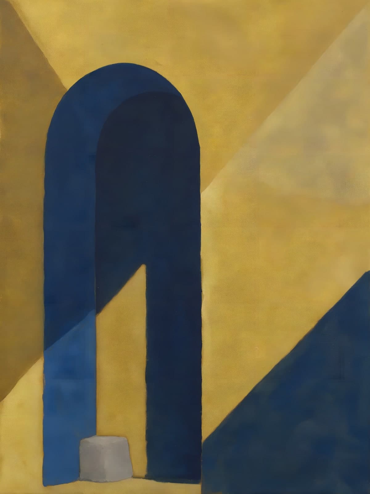 Blauwe boog in een gele ruimte