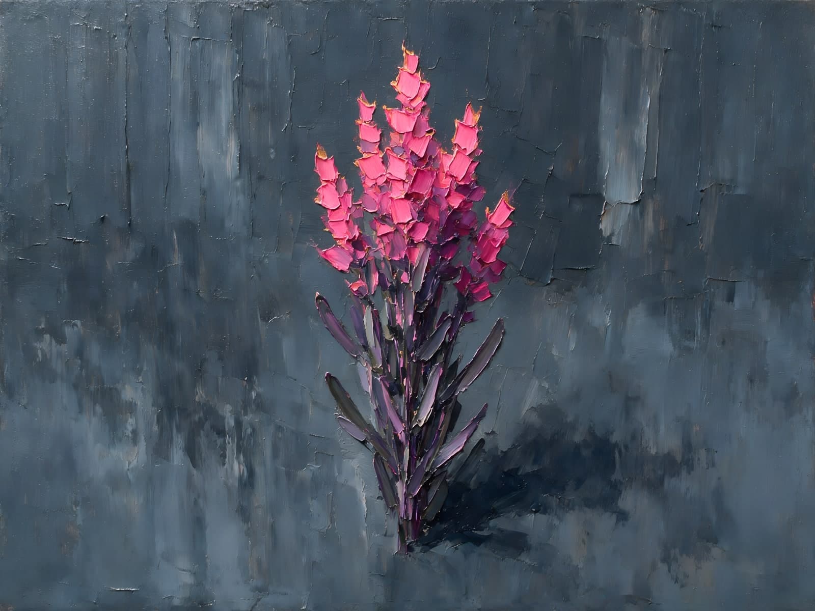 Roze bloem op grijsblauwe achtergrond