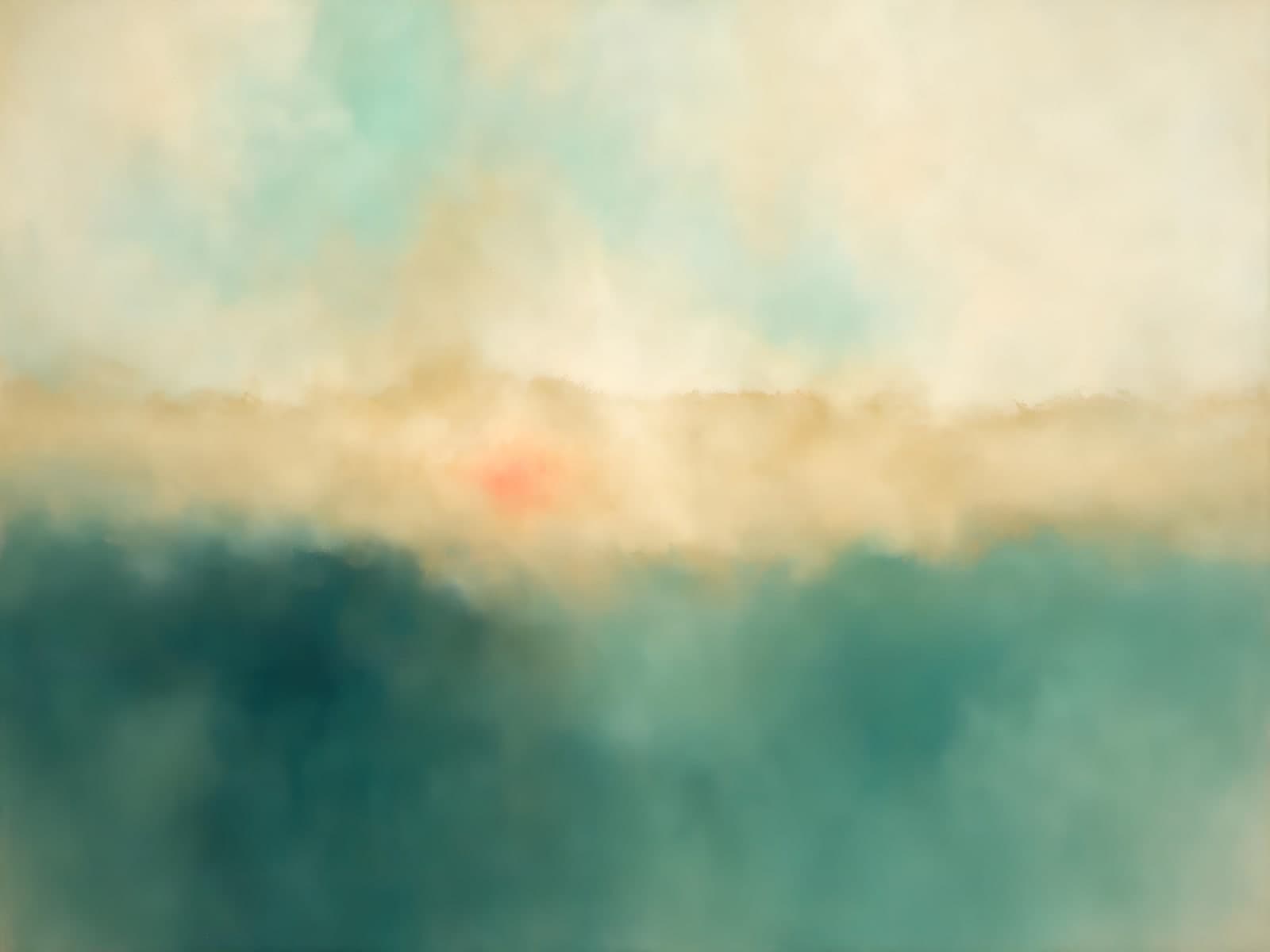 Zachte horizon in crème, turkoois en roze