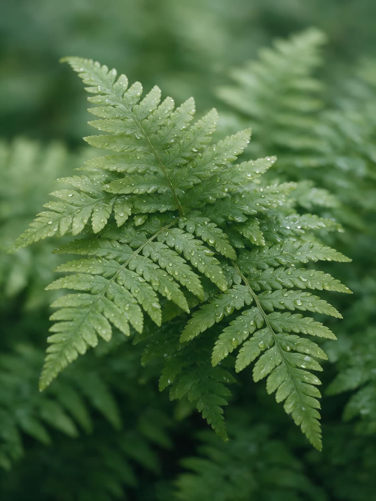 Groene varenbladeren met dauwdruppels