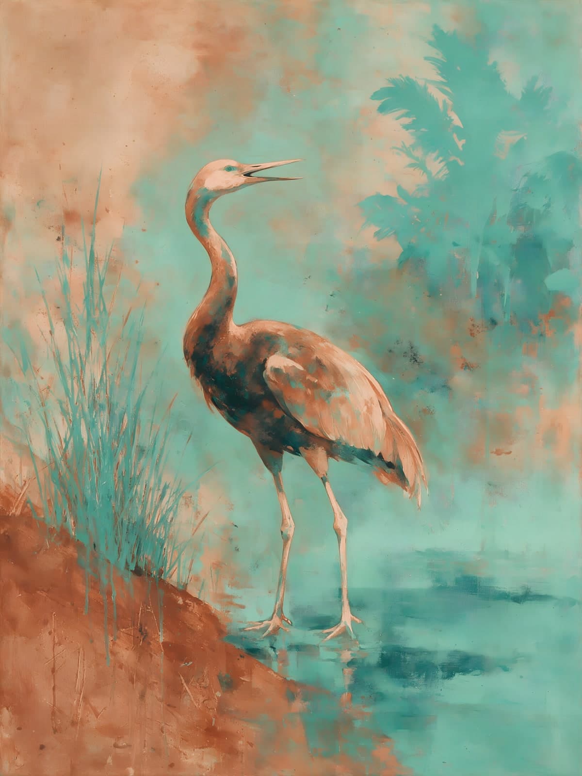 Koraalroze en marineblauwe blokken