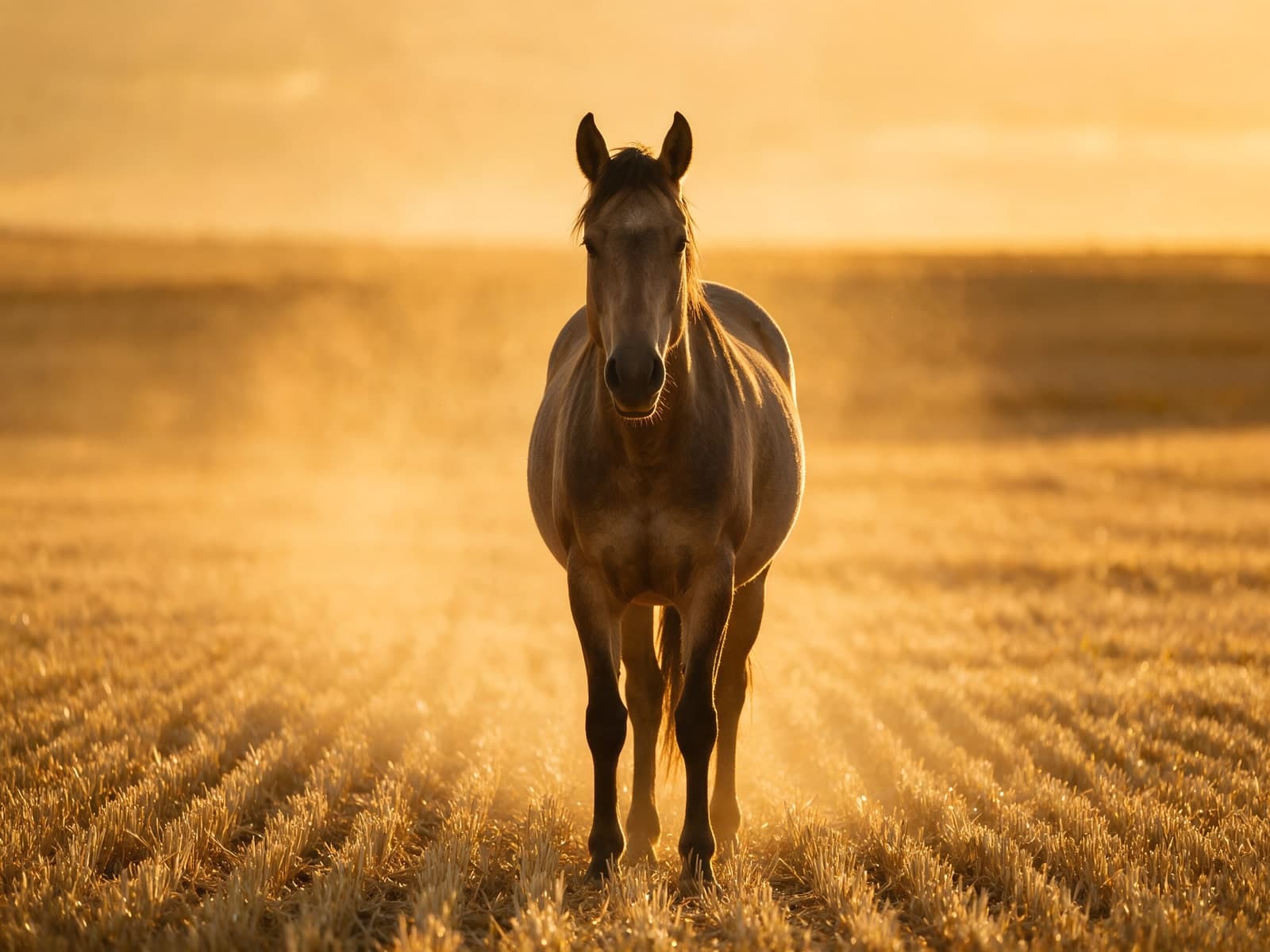 Paard in een gouden veld