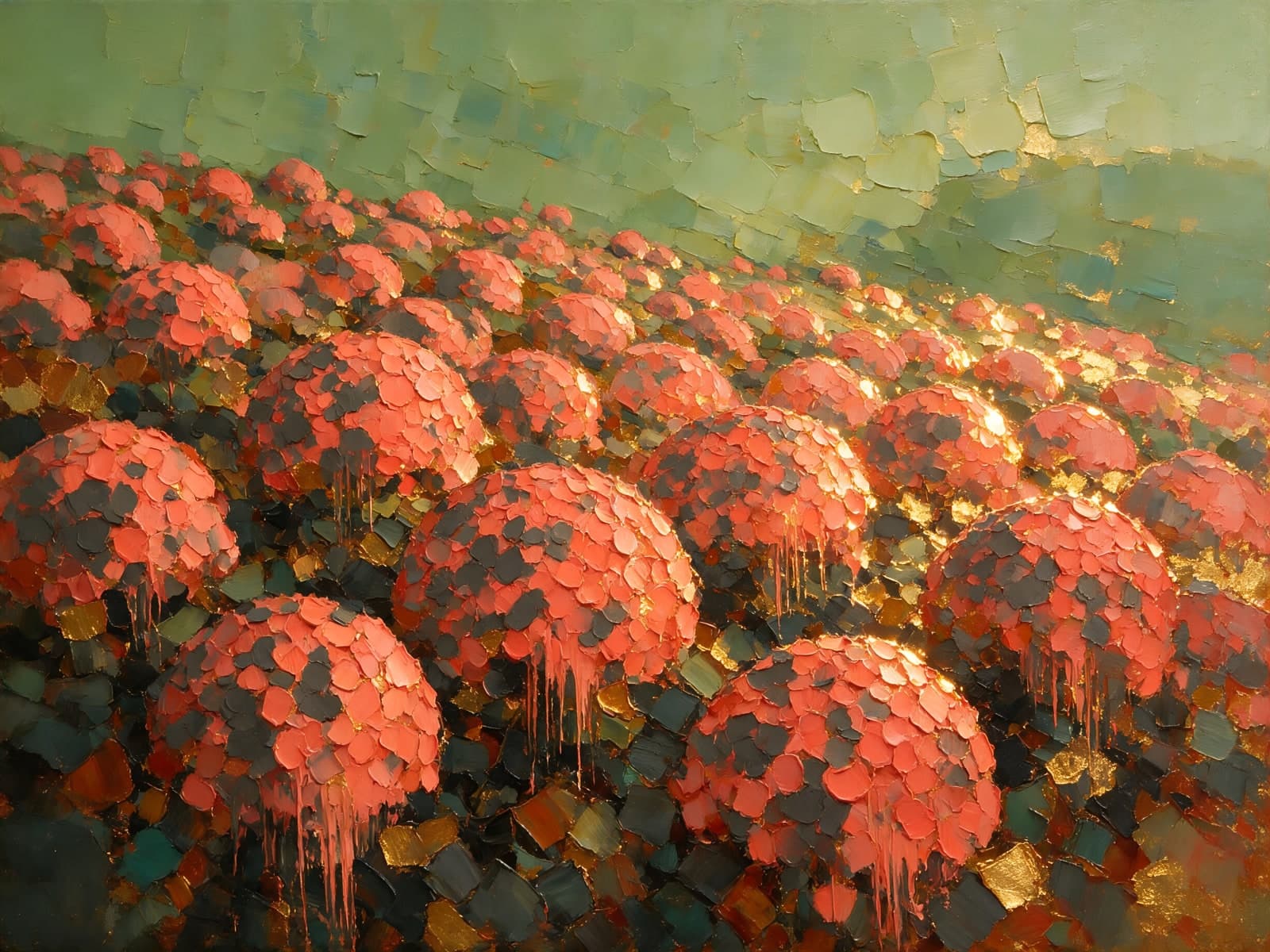 Oranjerode bloemenbollen in gouden licht