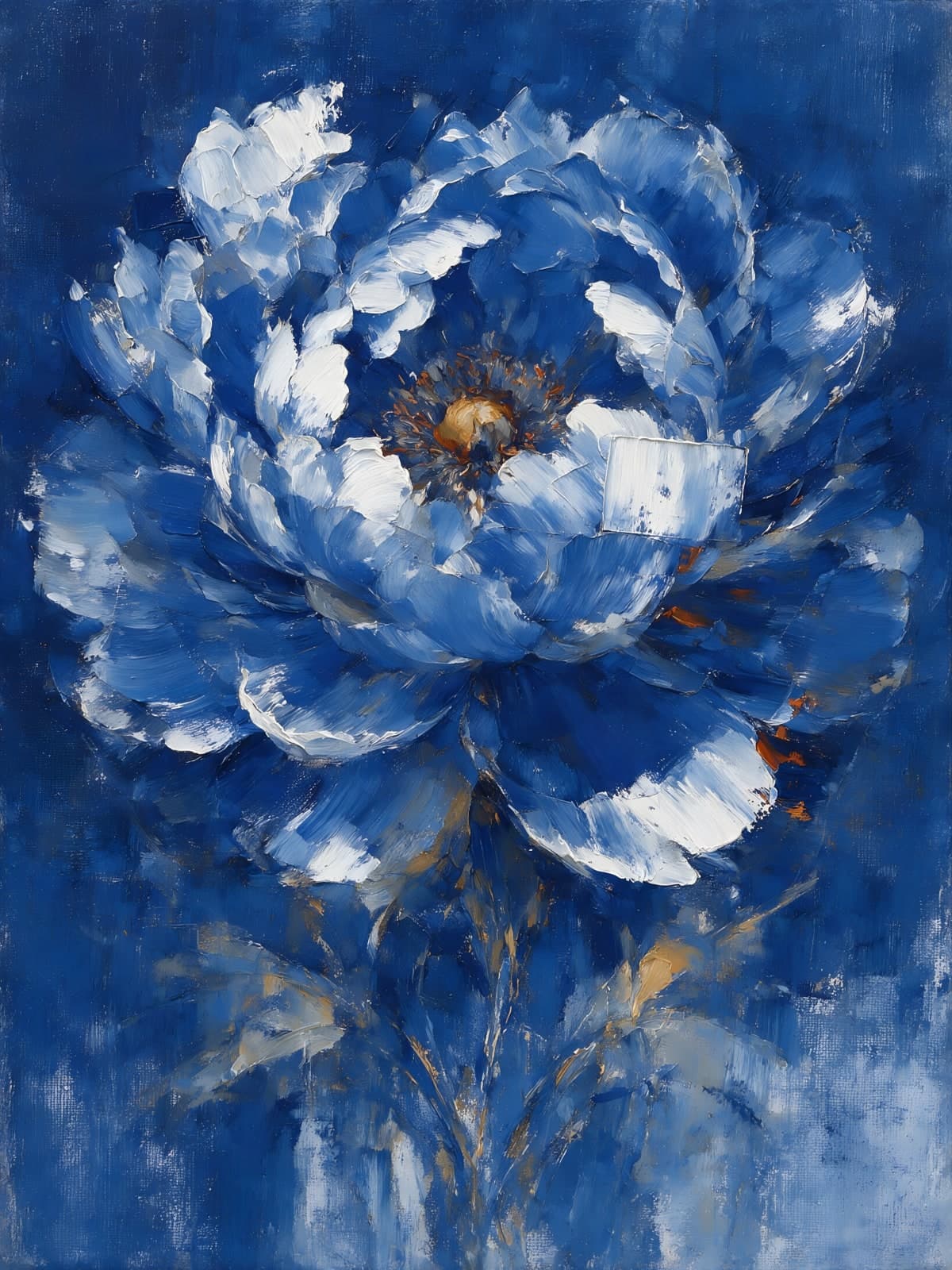 Blauwe pioenroos met witte toppen