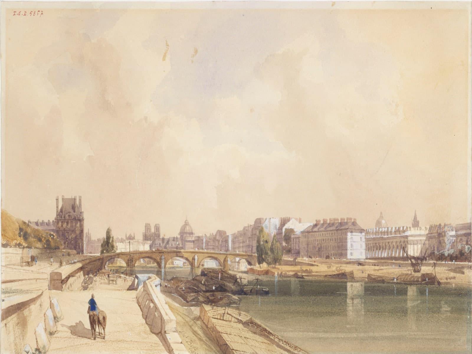 Le Pont Royal met een ruiter